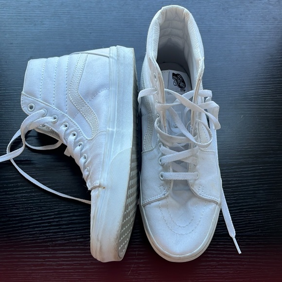 White Vans hi tops size 9/10.5 - Picture 2 of 4